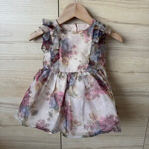 Pastourelle Pippa and Julie Floral Ruffle Dress in Pink and Cream
